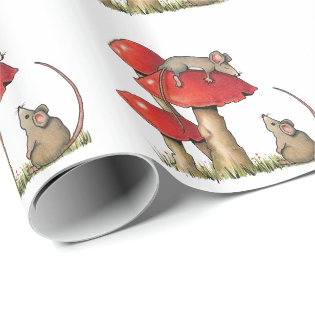 Papel De Presente Ratos com Toadstools, rato do sono, bonito (Ponta do rolo)