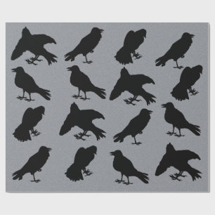 Papel De Presente Raven Silhuettes Gothic Halloween