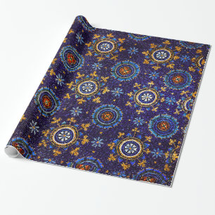 PAPEL DE PRESENTE RAVENNA BYZANTINE MOSAICS,ESTRELAS,ESTAR AZUL ESTA