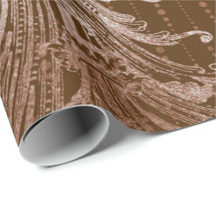 Papel De Presente Real Damask Metal Floral Quedas Bronze Cerco de Ma