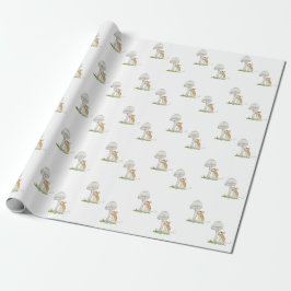 Papel De Presente Realista a um rato de campo engraçado e cogumelo