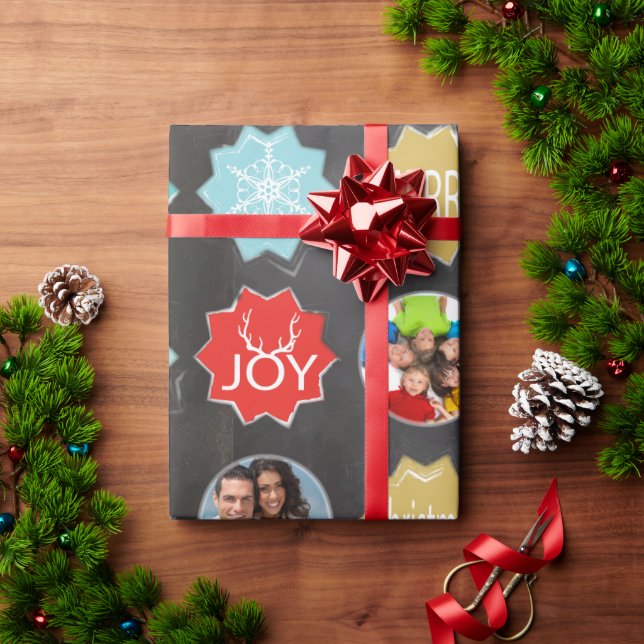 Papel De Presente Realizador de Natal da Família Chalkboard (Presente de Natal)