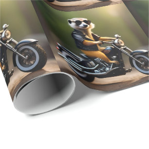Papel De Presente Rebel Meerkat: Penas, óculos de sol e motocicleta