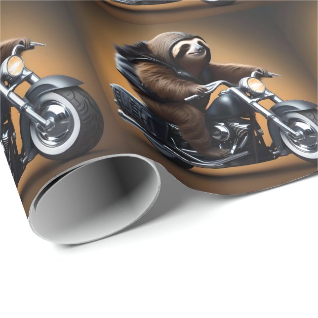 Papel De Presente Rebel Sloth: Uma Motobicicleta Que Caminhava Com U (Ponta do rolo)