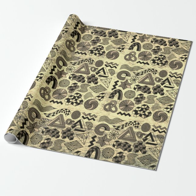 Papel De Presente Rebellious Geometries sepia (Desenrolado)