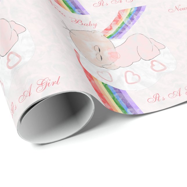 Papel De Presente Recém-Nascida Menina (Ponta do rolo)