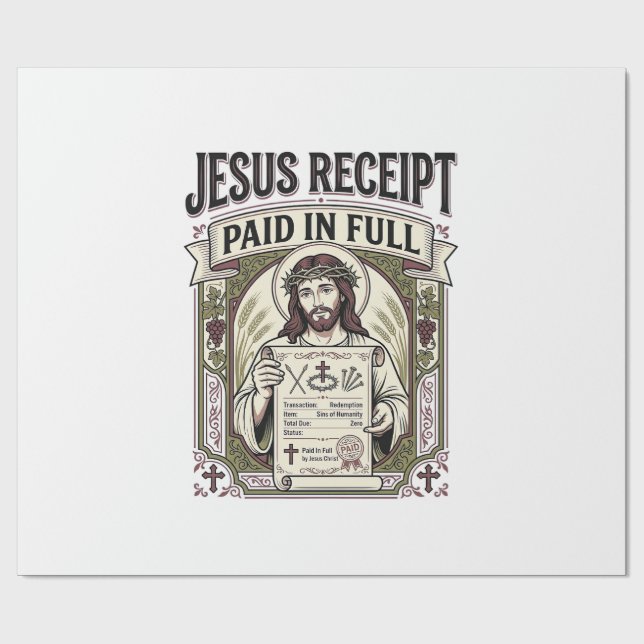 Papel De Presente Recibo de Jesus Pago Total Recibo de Jesus Pago Em (Aberto)