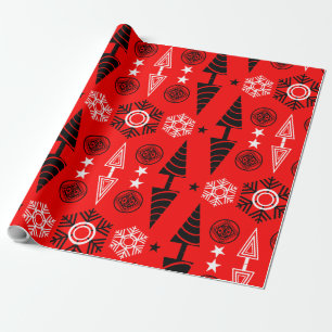 Papel De Presente Red And Black Art Nouveau Natal