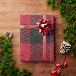 Papel De Presente Red and Black Buffalo Plaid Christmas