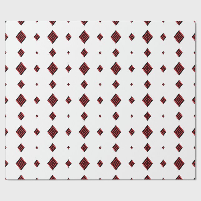 Papel De Presente Red and Black Geometric Diamond Pattern Modern Tot (Aberto)