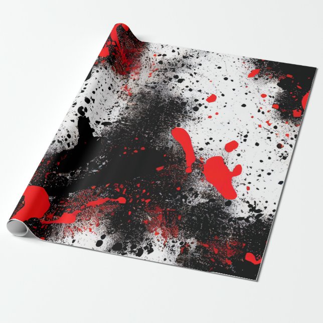Papel De Presente Red and Black Splatter (Desenrolado)