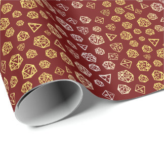 Papel De Presente Red and Gold Roleplaying Dice Wrapping Paper
