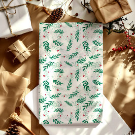 Papel De Presente Red Berries - Padrão de Natal Branco