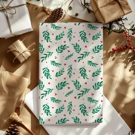 Papel De Presente Red Berries - Padrão de Natal Branco