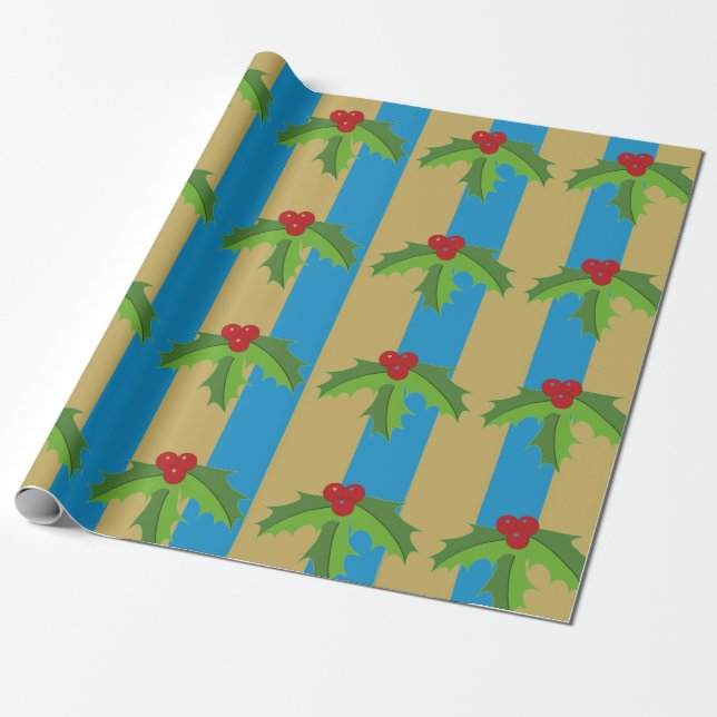 Papel De Presente Red Berry Holly (Desenrolado)