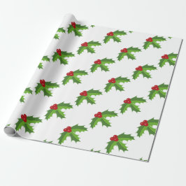 Papel De Presente Red Berry Holly
