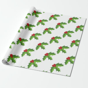 Papel De Presente Red Berry Holly