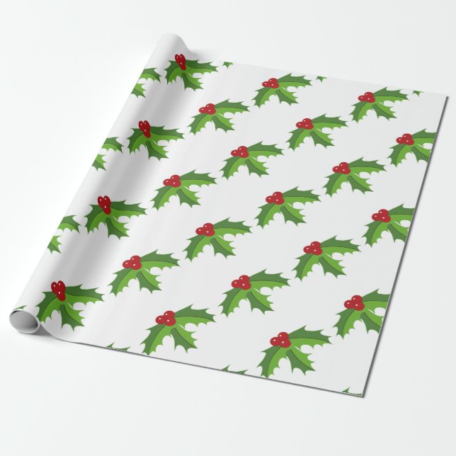 Papel De Presente Red Berry Holly (Desenrolado)