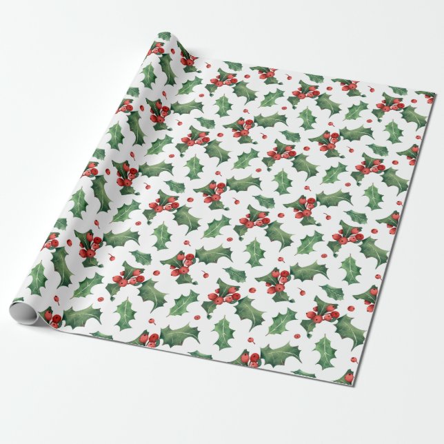 Papel De Presente Red Berry Natal Moderno (Desenrolado)