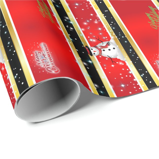 Papel De Presente Red Black & Dourado Strips Natal (Ponta do rolo)