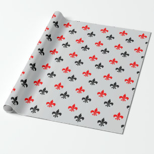 Papel De Presente Red Black Fleur De Lis