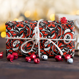 Papel De Presente Red Black White Abstract Haida Face Native Art