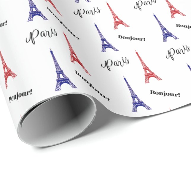 Papel De Presente Red Blue Paris Gift Wrap Paper França (Ponta do rolo)