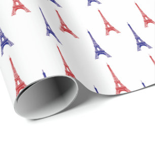Papel De Presente Red Blue Paris Gift Wrap Paper França