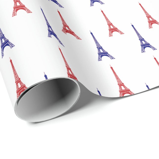 Papel De Presente Red Blue Paris Gift Wrap Paper França (Ponta do rolo)