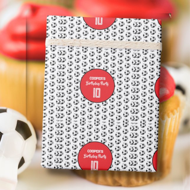 Papel De Presente Red Boy Soccer Birthday Party (Criador carregado)