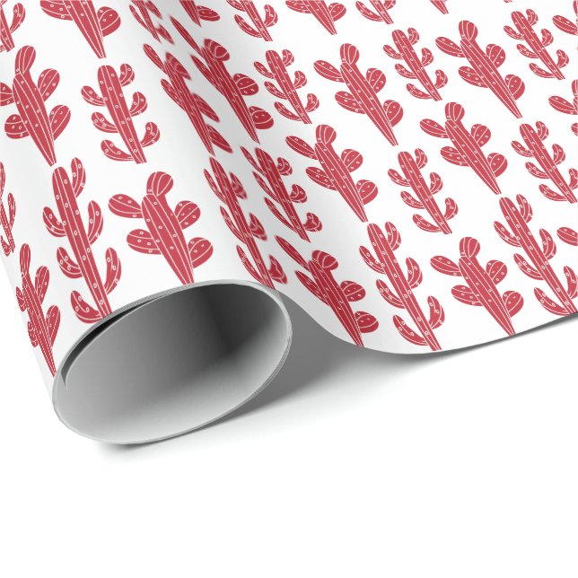 Papel De Presente Red Cactus Plant (Ponta do rolo)