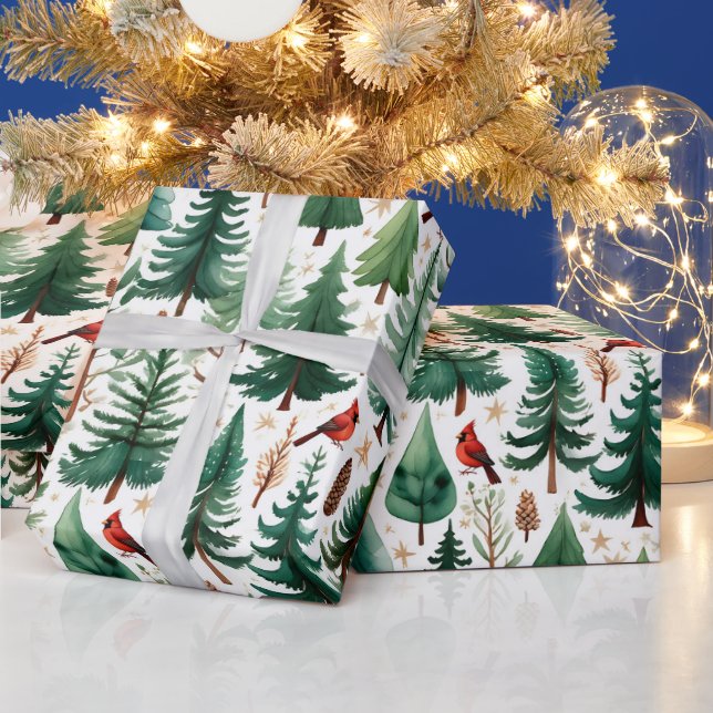 Papel De Presente Red Cardinal Christmas Bird Holiday (Feriados)