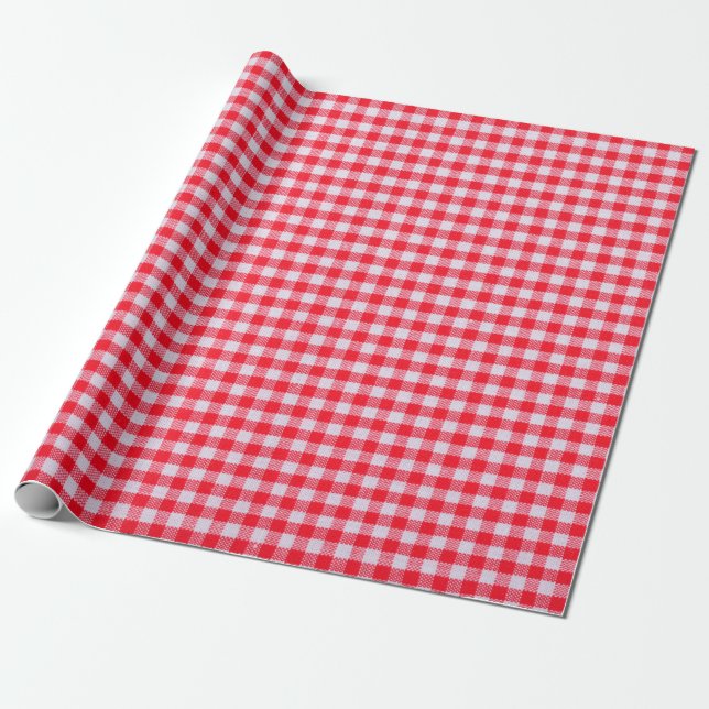 Papel De Presente Red checkered fabric closeup , tablecloth texture (Desenrolado)