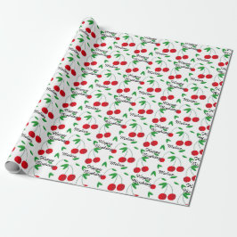Papel De Presente Red Cherries Summer Personalize o nome Aniversário