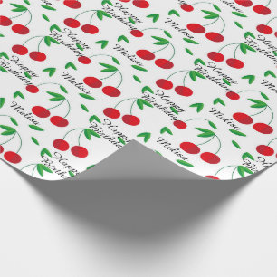 Papel De Presente Red Cherries Summer Personalize o nome Aniversário