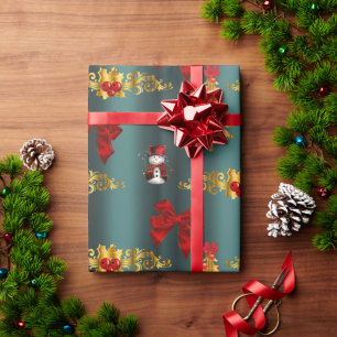 Papel De Presente Red Christmas Decorative Teal