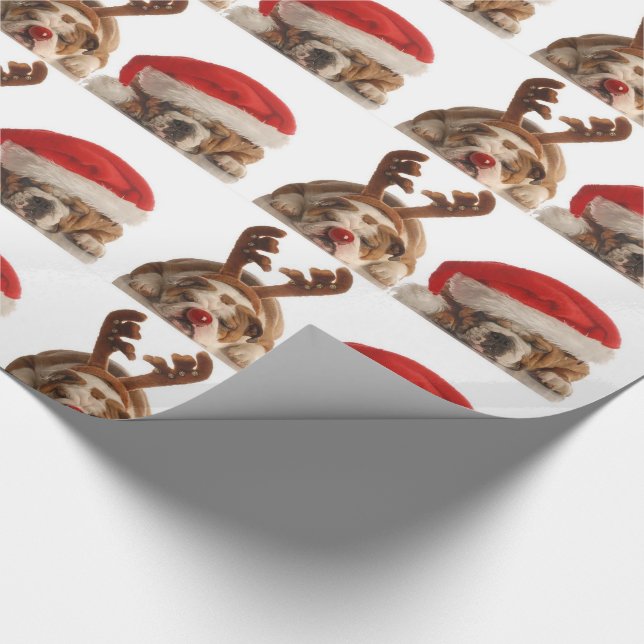 Papel De Presente Red Christmas Holiday Dogs Papais noeis Reindeer C (Ponta)