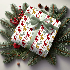 Papel De Presente Red Christmas Reindeer Pattern#12 ID1009