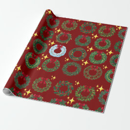 Papel De Presente Red Christmas Wreath