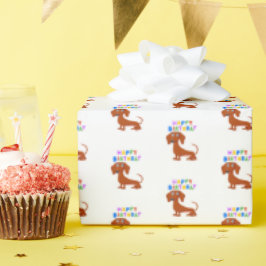Papel De Presente Red Dachshund Birthday
