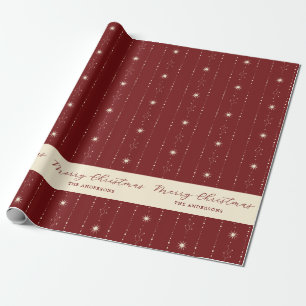 Papel De Presente Red E Cream Stars Feliz Natal