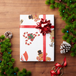 Papel De Presente Red E White Ilustram Feliz Natal