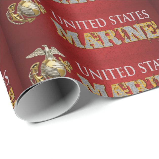 Papel De Presente Red EGA United State Marine Corps (Ponta do rolo)