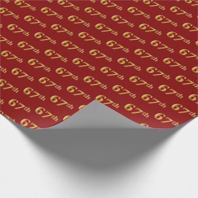 Papel De Presente Red, Faux Dourado 67º (Sessenta e Sétimo) Evento (Ponta)
