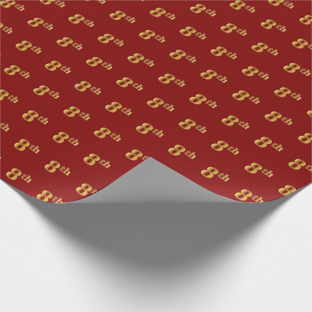 Papel De Presente Red, Faux Dourado 8º (Oitavo) Evento (Ponta)