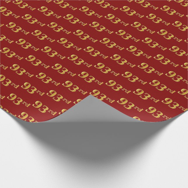 Papel De Presente Red, Faux Dourado 93rd (93º) (Ponta)