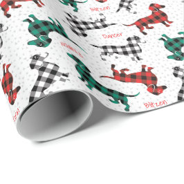 Papel De Presente Red Flannel Dachshances com Nomes de Cachorros