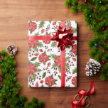 Papel De Presente Red flower green leaf Christmas theme pattern<br><div class="desc">Beautiful Red flower green leaf botanical Christmas theme pattern for wrapping gifts for Christmas,  Birthdays,  Thanksgiving,  New Year .</div>