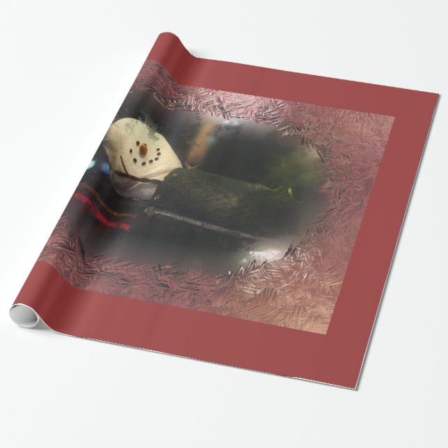 Papel De Presente Red Frosty S'mores Snowman (Desenrolado)