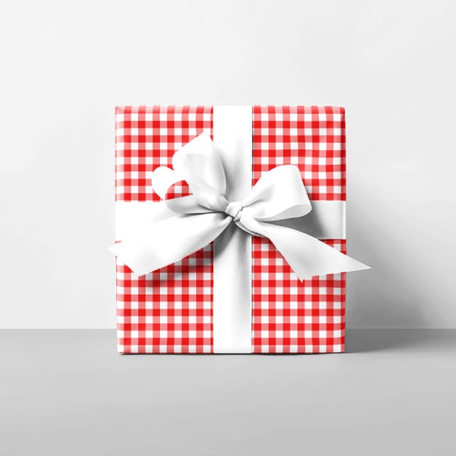 Papel De Presente Red Gingham (Red Gingham Wrapping Paper)